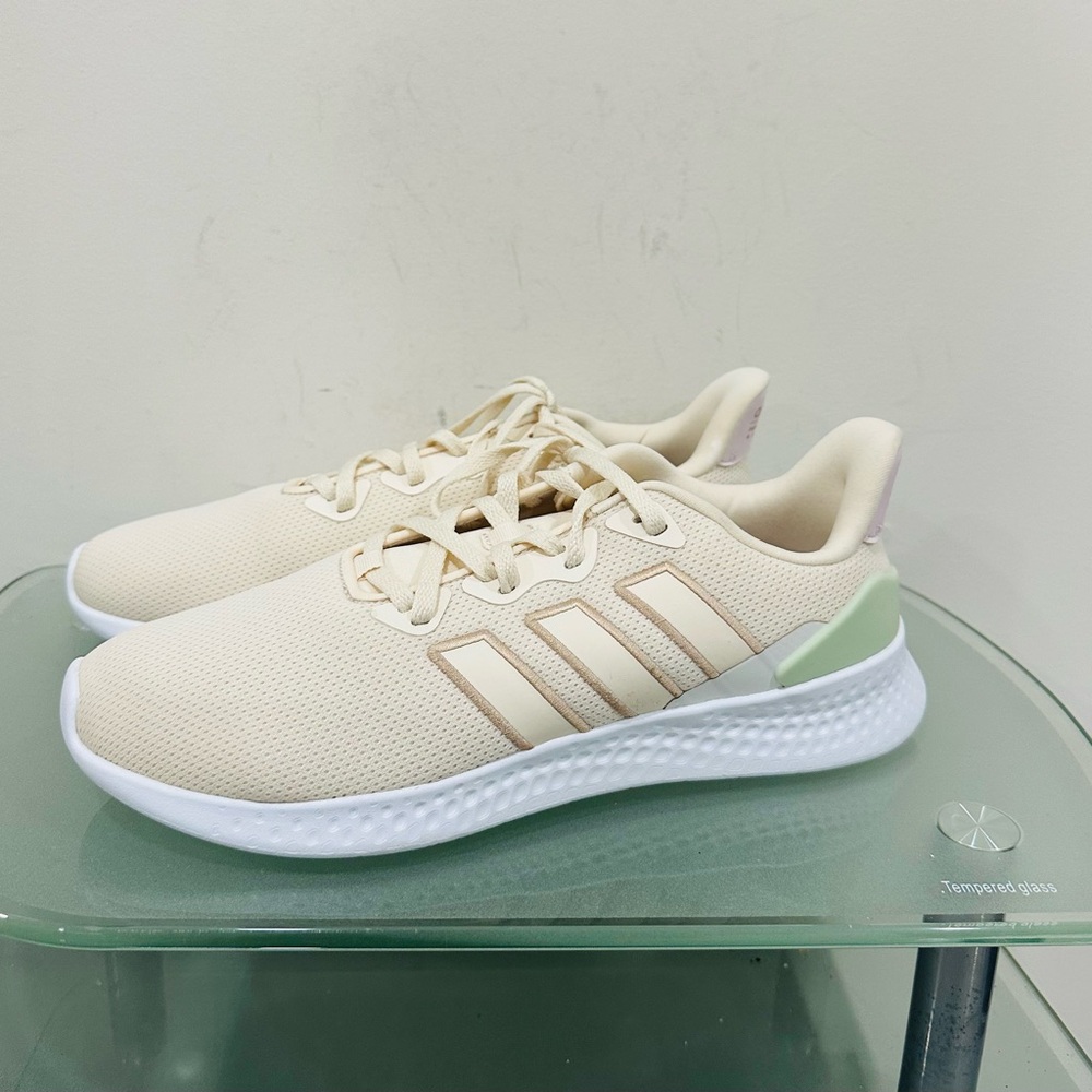 Adidas Cloudfoam Pure Shoes Womens Size 10 Cream Green Comfort Running NWOT‎